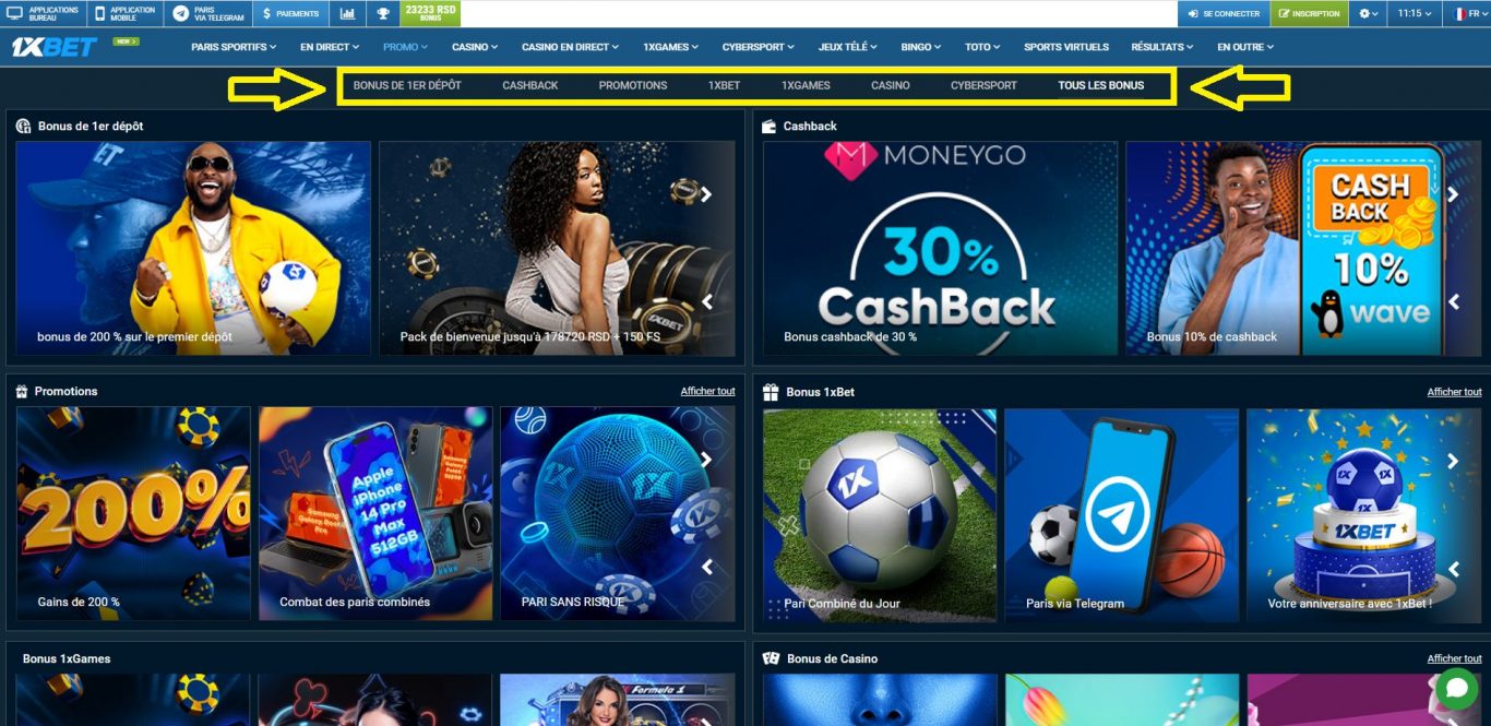 Les caractéristiques du 1xBet bonus sans dépôt